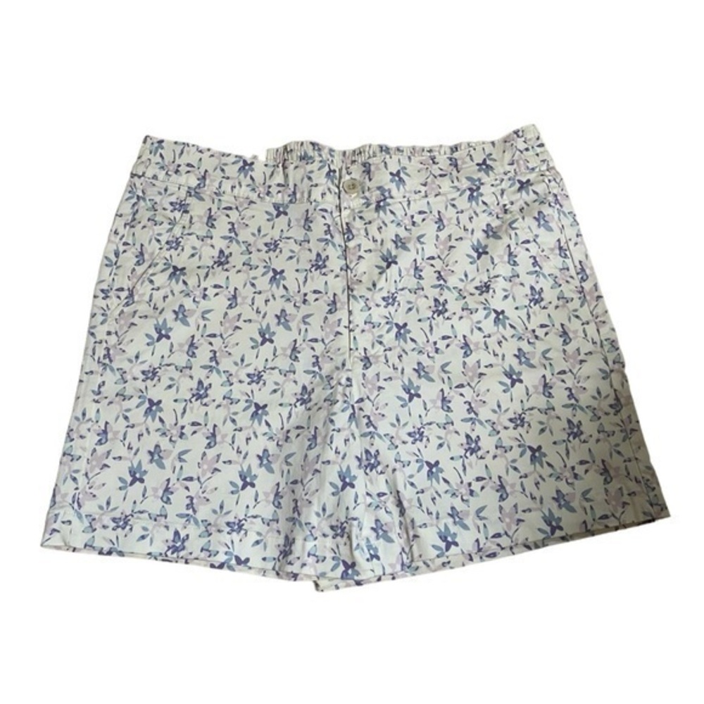 Jachs Girlfriend Ladies Printed Chino Shorts - WhiteFloral - Size XL - NWT